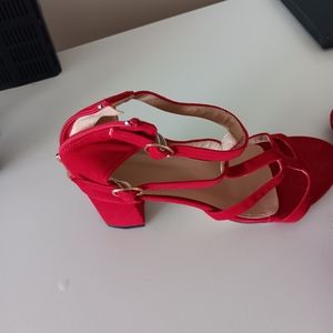 Red block heel sandal size 9